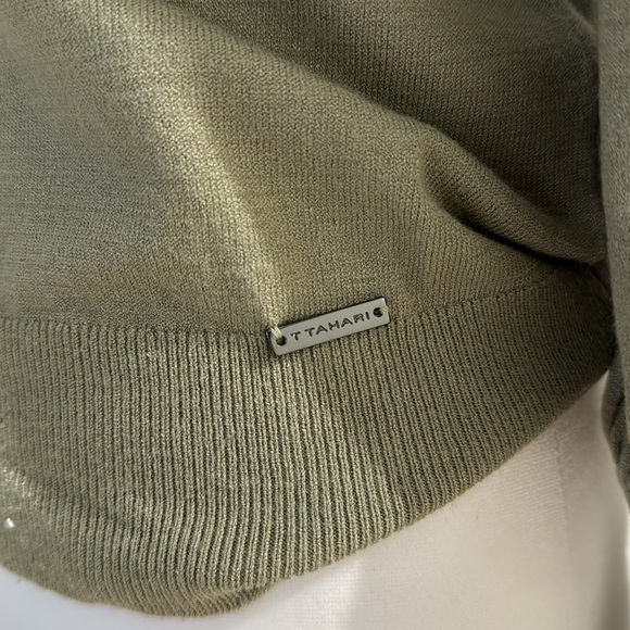 Tahari size small sage green sweater with puff sleeves - Picture 3 of 6